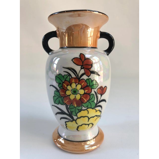 Mid 20th Century Vintage Iridescent Art Deco Floral Vase For Sale - Image 5 of 6