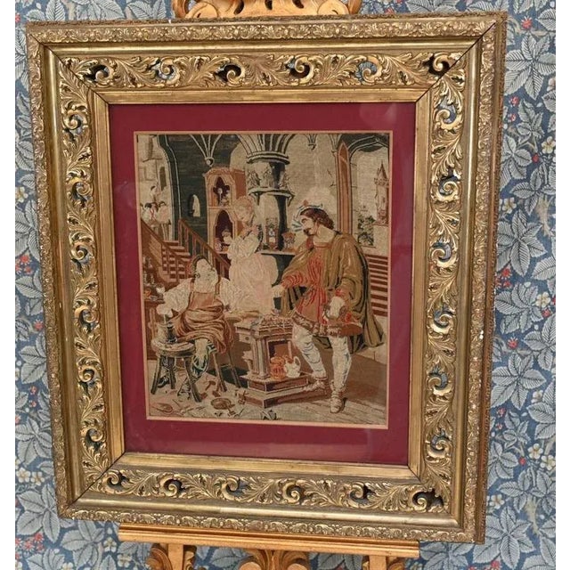 Italian Needlepoint Tapestry of Cobbler and Prince, 1860 For Sale - Image 4 of 4