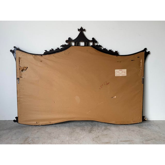 Vintage Palm Beach Chinoiserie Pagoda Overmantel Wall Mirror With Gilt & Black Lacquer Frame Description For Sale - Image 13 of 13
