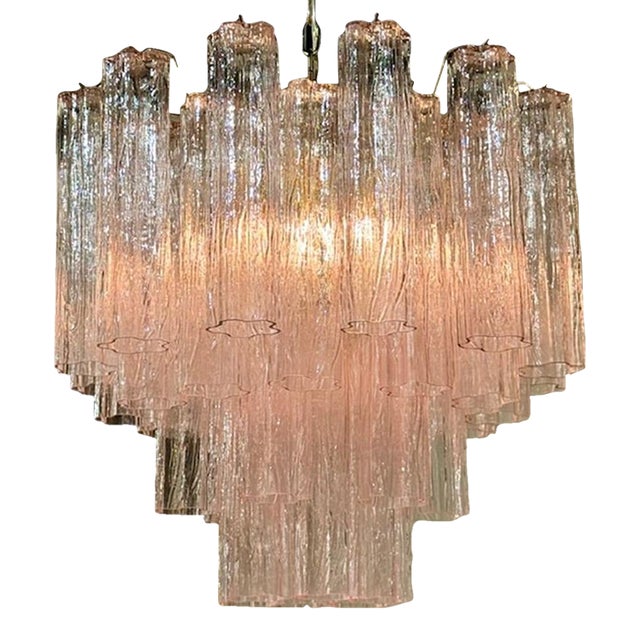 Murano Tronchi Pink Glass Chandelier For Sale
