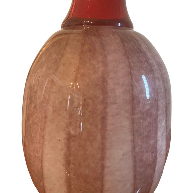Art Deco Large 1960s Studio Art Glass Vase For Sale - Image 3 of 4