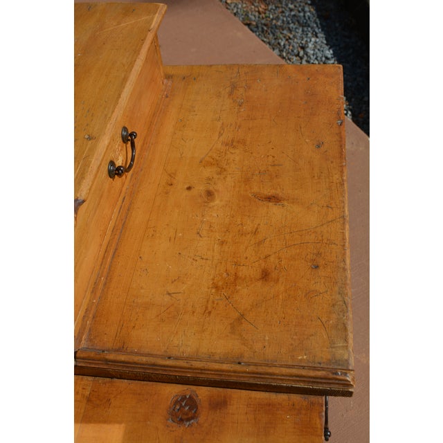 Vintage Unusual Rustic Pine Dresser Chest W/ Small Mirror / Cupboard & Glove Drawer For Sale - Image 14 of 17
