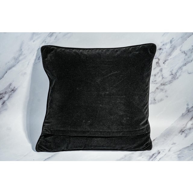 Traditional Vintage Embroidered Floral Flower Needlepoint Velvet Throw Pillow Home Decor For Sale - Image 14 of 14