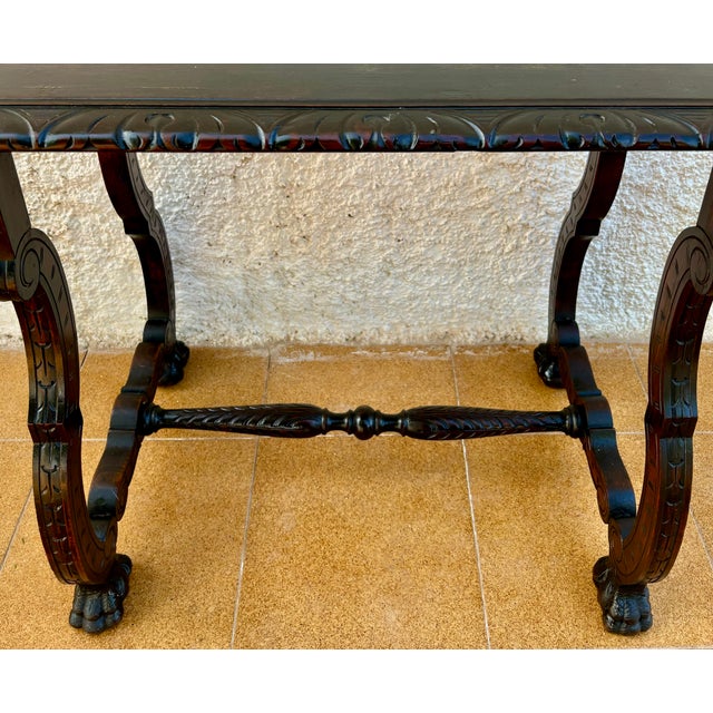 Wood Spanish Baroque Style Oak Side Table, Early 20th Century For Sale - Image 7 of 17