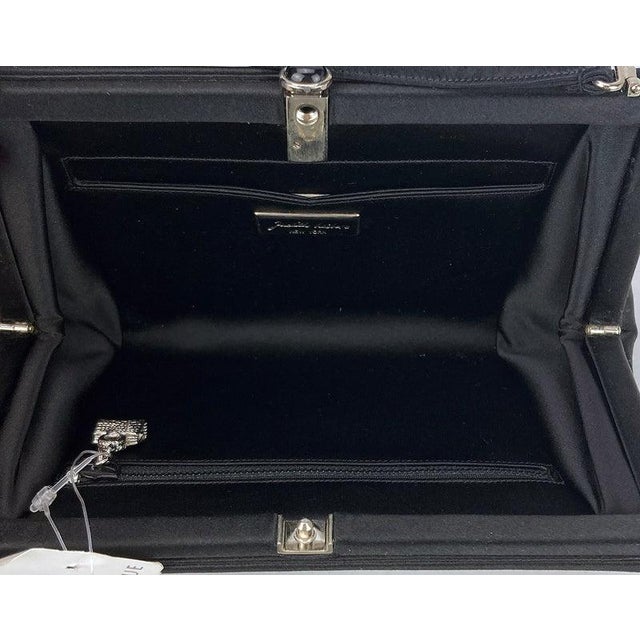 Textile Late 20th Century Judith Leiber Black Silk Black Rhinestone Evening Bag For Sale - Image 7 of 9