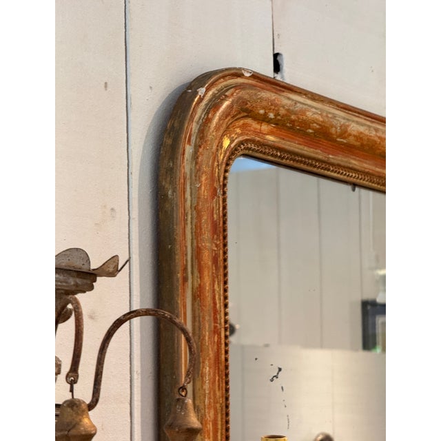 Gold Louis Philippe Giltwood Mirror With Beaded Inner Slip For Sale - Image 8 of 10