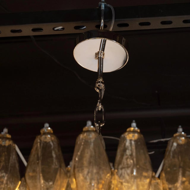 Modernist Smoked Topaz Chandelier With Chrome Fittings, in the Manner of Venini For Sale In New York - Image 6 of 8