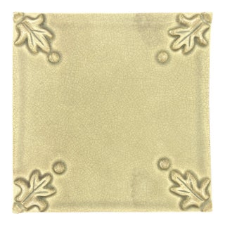 Croix Du Roi Green Crackled Decorative Ceramic Tile For Sale