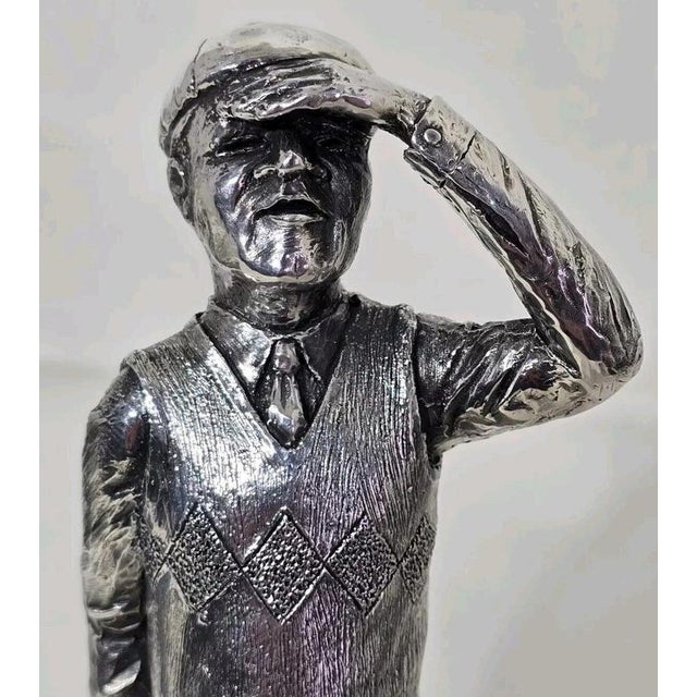 Gold English Silver Golfer Sculpture, 1997 For Sale - Image 8 of 18