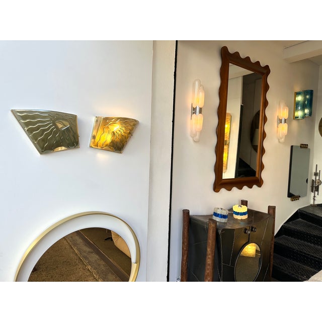 Contemporary Pair of Green Eyes Murano Glass and Brass Sconces, Italy For Sale - Image 12 of 12