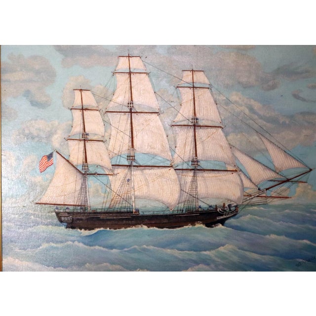 American Large Marine Painting of the Frigate Essex by Will B. Robedee For Sale - Image 3 of 10