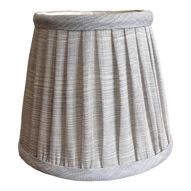Blue Gathered Linen Lamp Shade For Sale