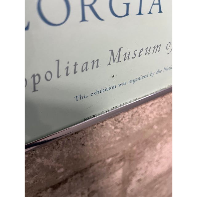 Blue 1980's Georgia O'Keeffe "Music, Pink and Blue No. 2", Original Exhibition Framed Poster. For Sale - Image 8 of 16