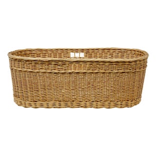 Antique Swedish Hand Woven Linen Basket, 1900 For Sale