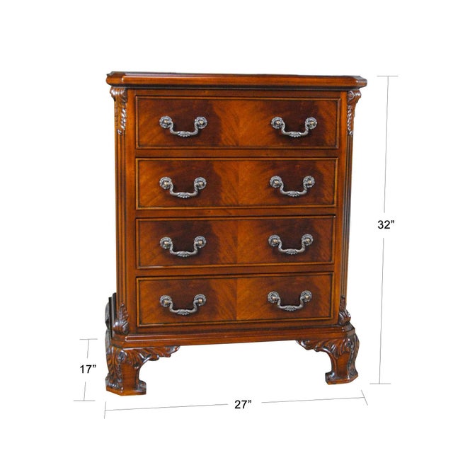 A fine quality Chippendale Mahogany Night Stand featuring hand carved, solid mahogany details as well as dovetailed...