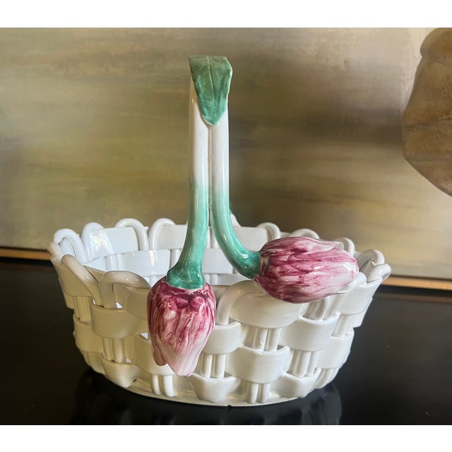 Italian Italian Ceramic Basket by Vietri For Sale - Image 3 of 10