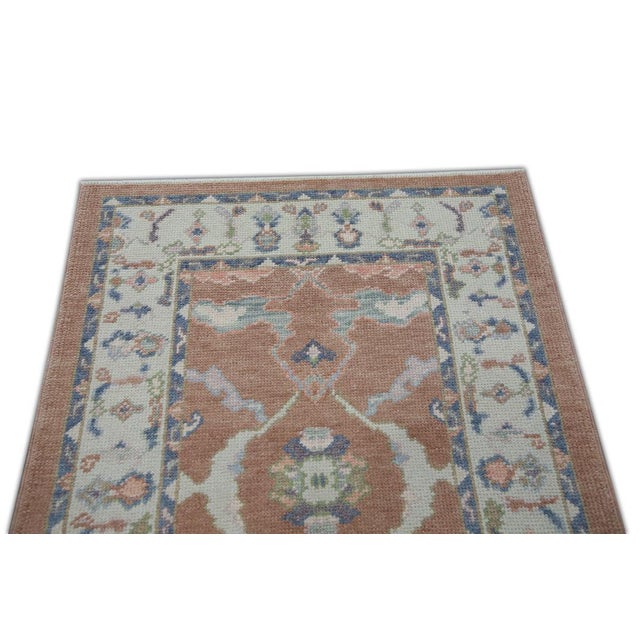 Oriental Hand Knotted Rug Turkish Oushak 3'1" x 4'10" For Sale - Image 4 of 5