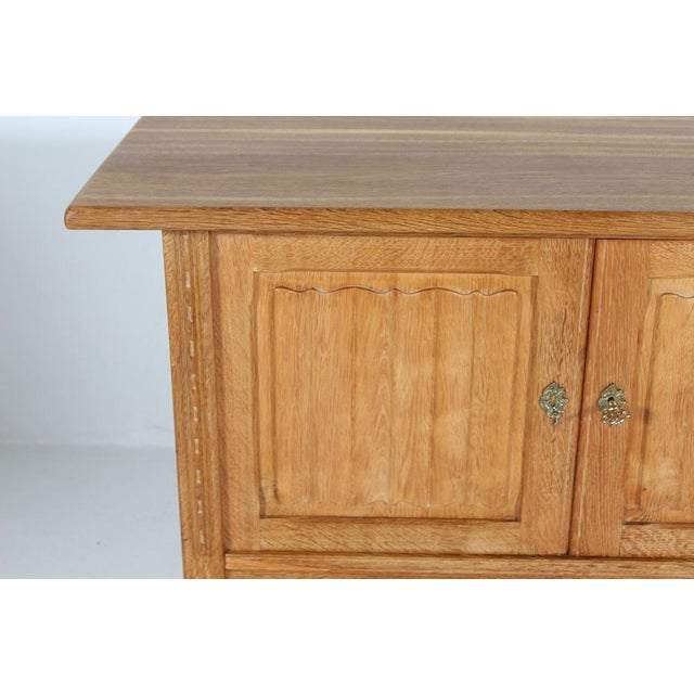 Long Brutalist Danish Oak Sideboard with 4 Doors attributed to Henning Kjærnulf, 1970s For Sale - Image 13 of 18