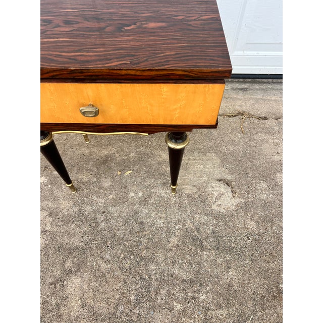 Mid-Century Modern 1950's Macassar / Burl Wood Pair of Nightstands For Sale - Image 12 of 12