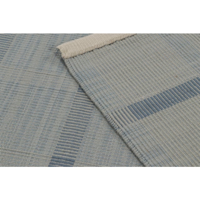 Sky Blue Contemporary Scandinavian Style Geometric Wool Rug, by Rug & Kilim, India For Sale - Image 8 of 10