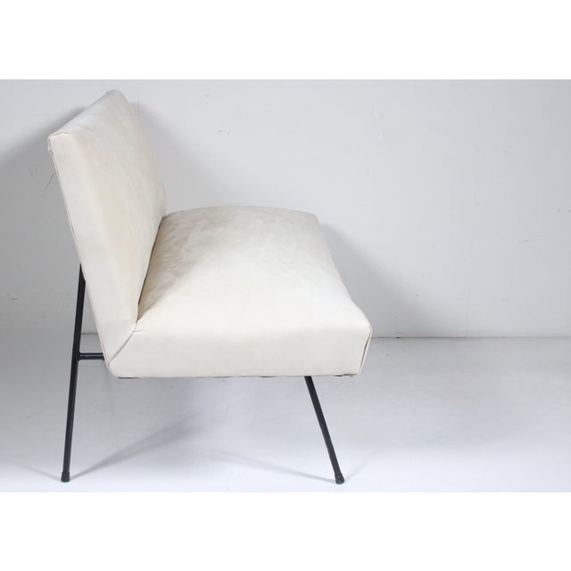 Metal Mid 20th Century Milo Baughman for Pacific Iron Style Suede and Iron Settee For Sale - Image 7 of 18