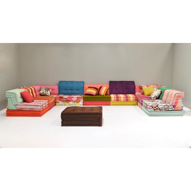 Large Mah Jong sectional sofa in original fabric designed by Hans Hopfer for Roche Bobois in original fabric. The sofa...