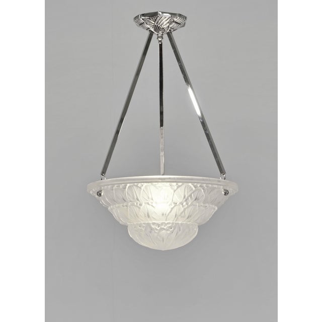 Art Deco French Art Deco Pendant Light by Hettier Et Vincent & Baccarat - 1920s France For Sale - Image 3 of 11