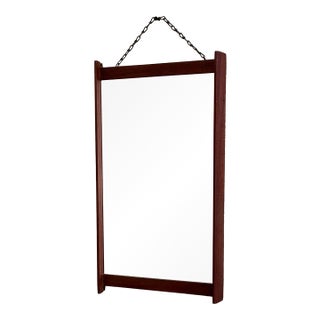 Danish Mid-Century Teak Wall Mirror With Chain Hanger 1960s For Sale