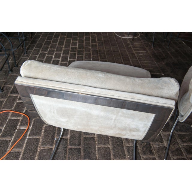 Mid-Century Modern Suede Lounge Chairs by Kipp Stewart Chairs for Directional - A Pair For Sale - Image 3 of 13