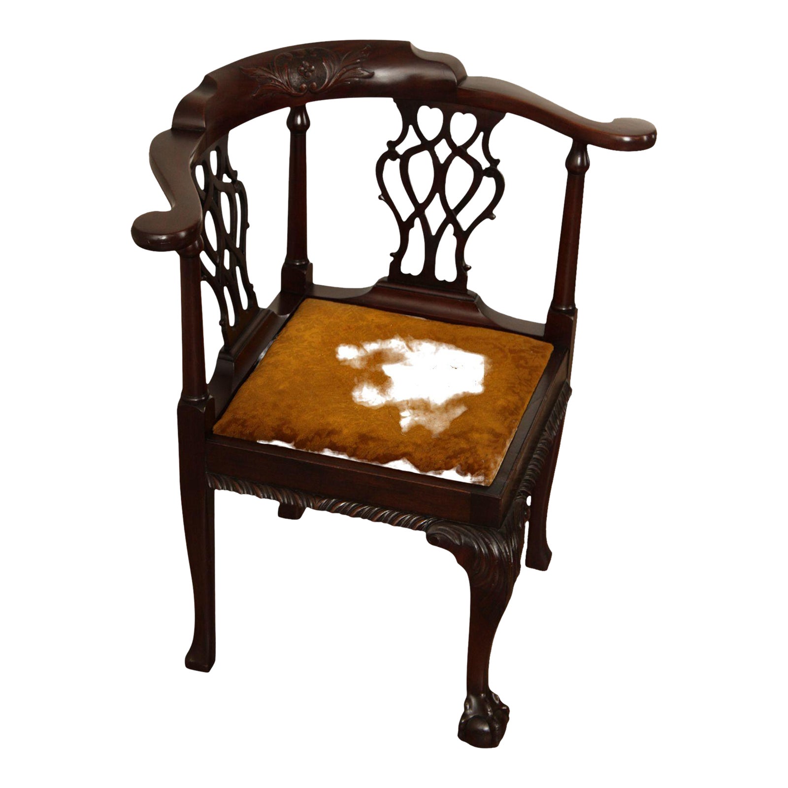 Antique Chippendale Style Mahogany Ball & Claw Foot Corner Chair Chairish