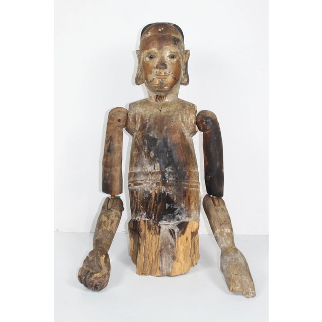 18th Century Century Pacific Rim Carved Wooden Figure Sculpture For Sale - Image 9 of 9