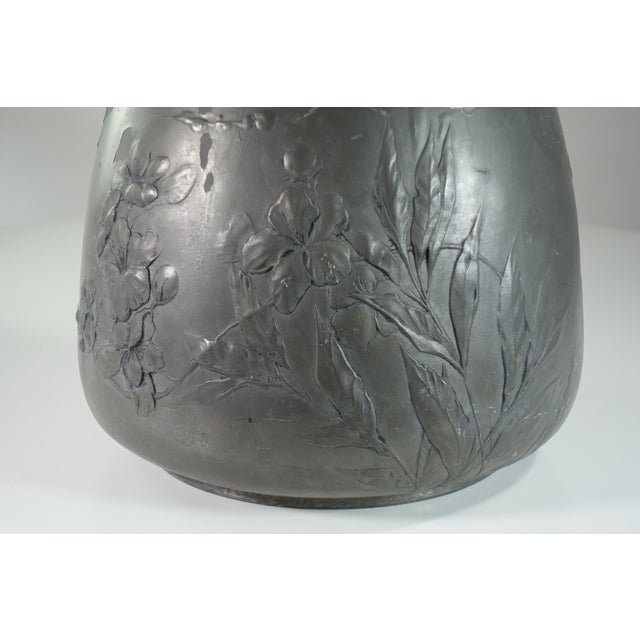 Art Nouveau Pewter Kayser Birds Flowers Vase, 1900s For Sale - Image 9 of 12