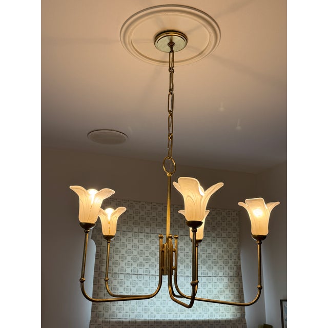 Mid-Century Modern Contemporary Montclair Chandelier 5-Arm For Sale - Image 3 of 4