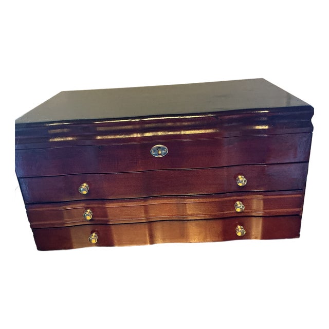 3 Drawer Lift-Top Locking Jewelry Box For Sale