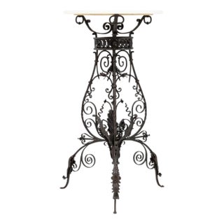 1900s French Cast Iron Side Table With Marble Top For Sale