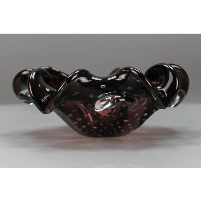 Mid-Century Dark Purple Murano Bubble Glass Bowl, Italy, 1960s For Sale - Image 4 of 17
