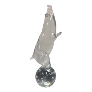 Mid 20th Century Signed Zanetti Murano Glass Pig Sculpture on Bubble Ball Base