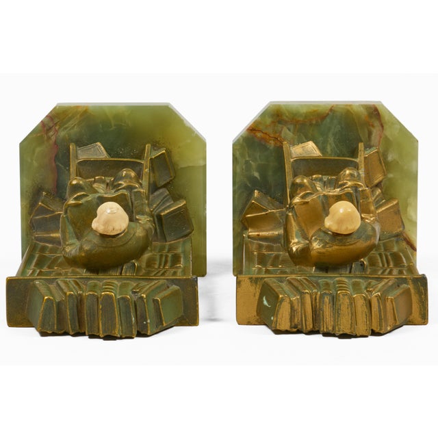 Ivory 1930s The Librarian or Scholar Bookends by J B Hirsh For Sale - Image 8 of 9