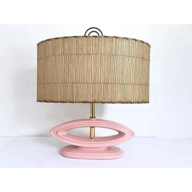 Modern Pink Oval Lamp & Original Shade For Sale - Image 6 of 13