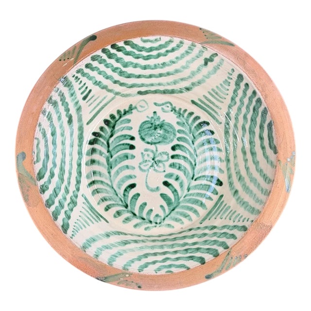Large Spanish Fajalauza Ceramic Bowl from Lebrillo For Sale