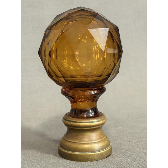 Staircase Finial in Faceted Amber Glass, 1890 For Sale - Image 6 of 7