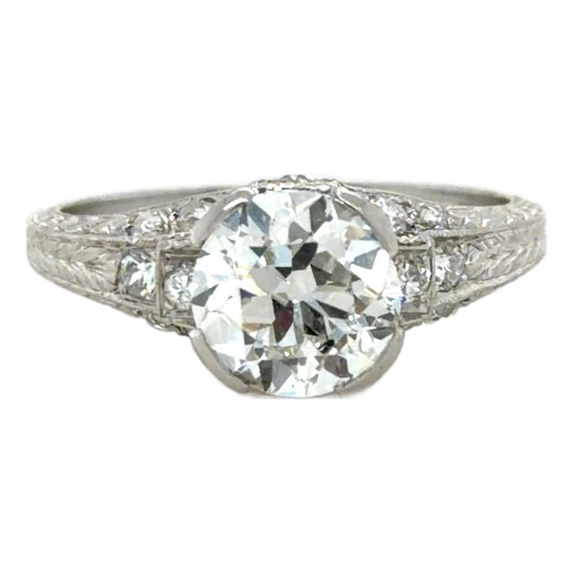 1920s C.D. Peacock, Art Deco 2.87 CTTW Diamond Engagement Ring, Size 8.75 For Sale