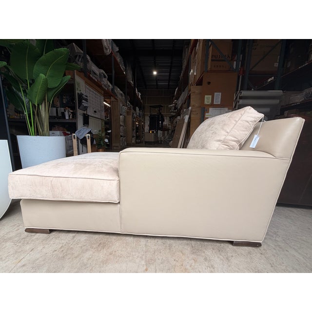 Kravet Kravet Jazz Taupe Leather & Suede Chaise For Sale - Image 4 of 12