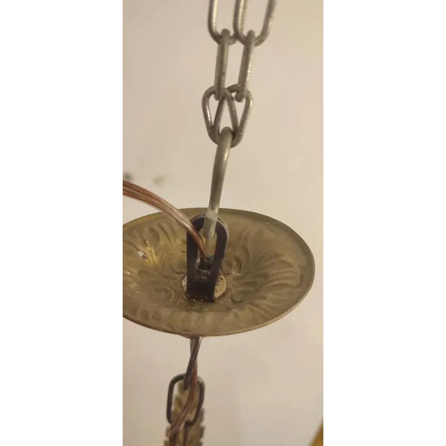 Crystal and Brass Roof Lamp. Spain, 1950s For Sale - Image 4 of 11