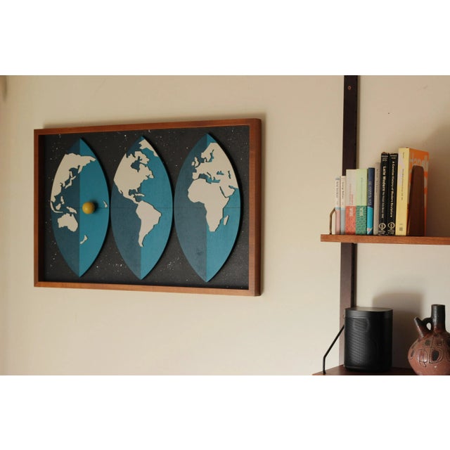 Mid-Century Modern Mid Century Modern Art Abstract World Map Witco Wall Sculpture Painting For Sale - Image 3 of 10