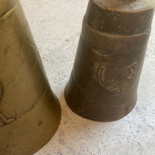 1970s 1970s Brass Bells With Bird Designs - Set of 2 For Sale - Image 5 of 10