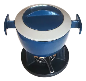 Belgian Cast Iron Fondue Set, 1970s