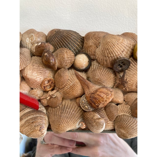 Handcrafted Vintage Seashell Wall Mirror, Coastal Folk Art For Sale - Image 10 of 13