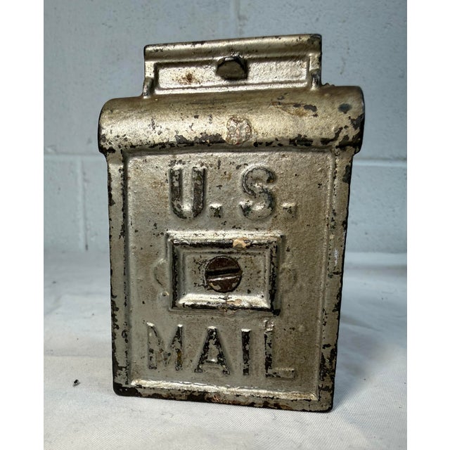 Figurative Rare Antique 1920's a.c. Williams Cast Iron Us Mail Still Coin Dime Figural Bank For Sale - Image 3 of 8