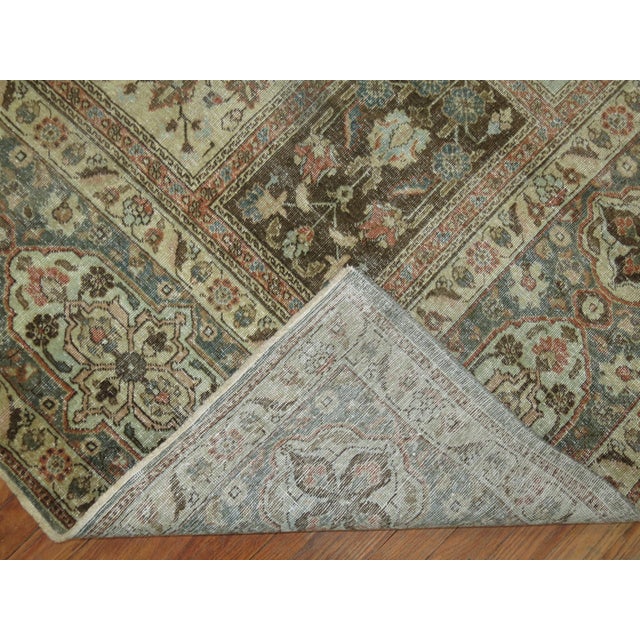 Contemporary Garden Box Design Antique Persian Tabriz Room Size Rug For Sale - Image 3 of 18